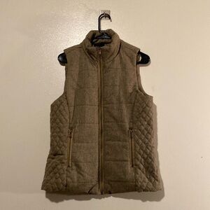 Lemon Tart Herringbone Wool Blend Skyros full zip up front Vest ,pockets…